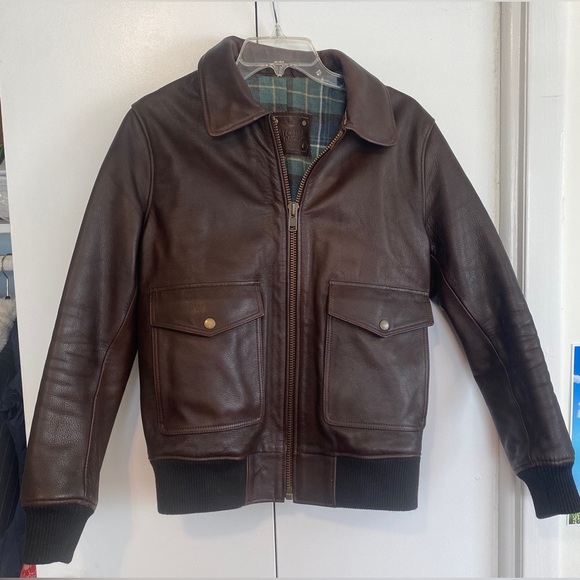 Satchel and Page Limited Run Leather Chocolate Brown Bomber Jacket Sz S - Picture 2 of 12
